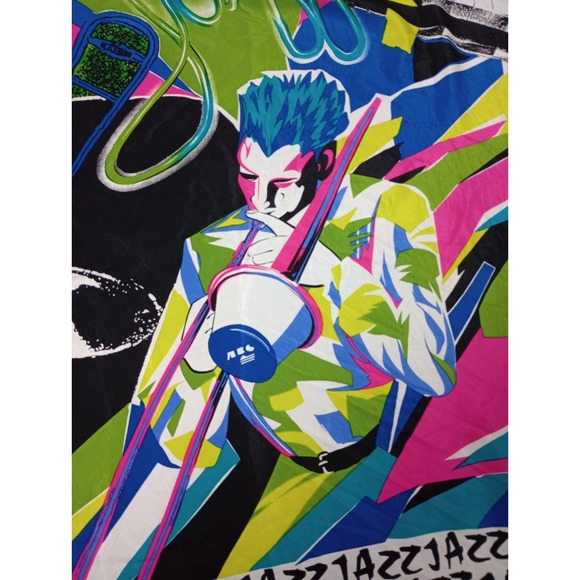 Vintage Silk Scarf Jazz Music Bold Bright 34x33 Unique Trombone Casca 80s - Picture 3 of 10